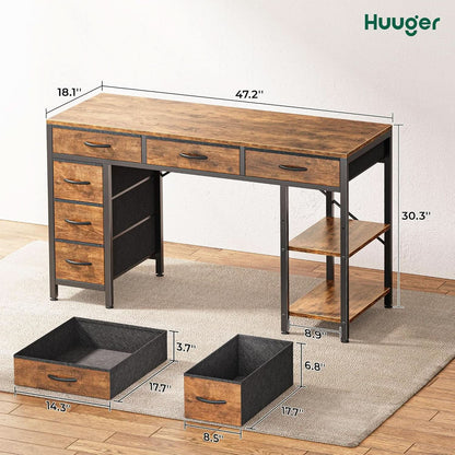 Rustic Brown 47 Inches Corner Desk Storage Solutions