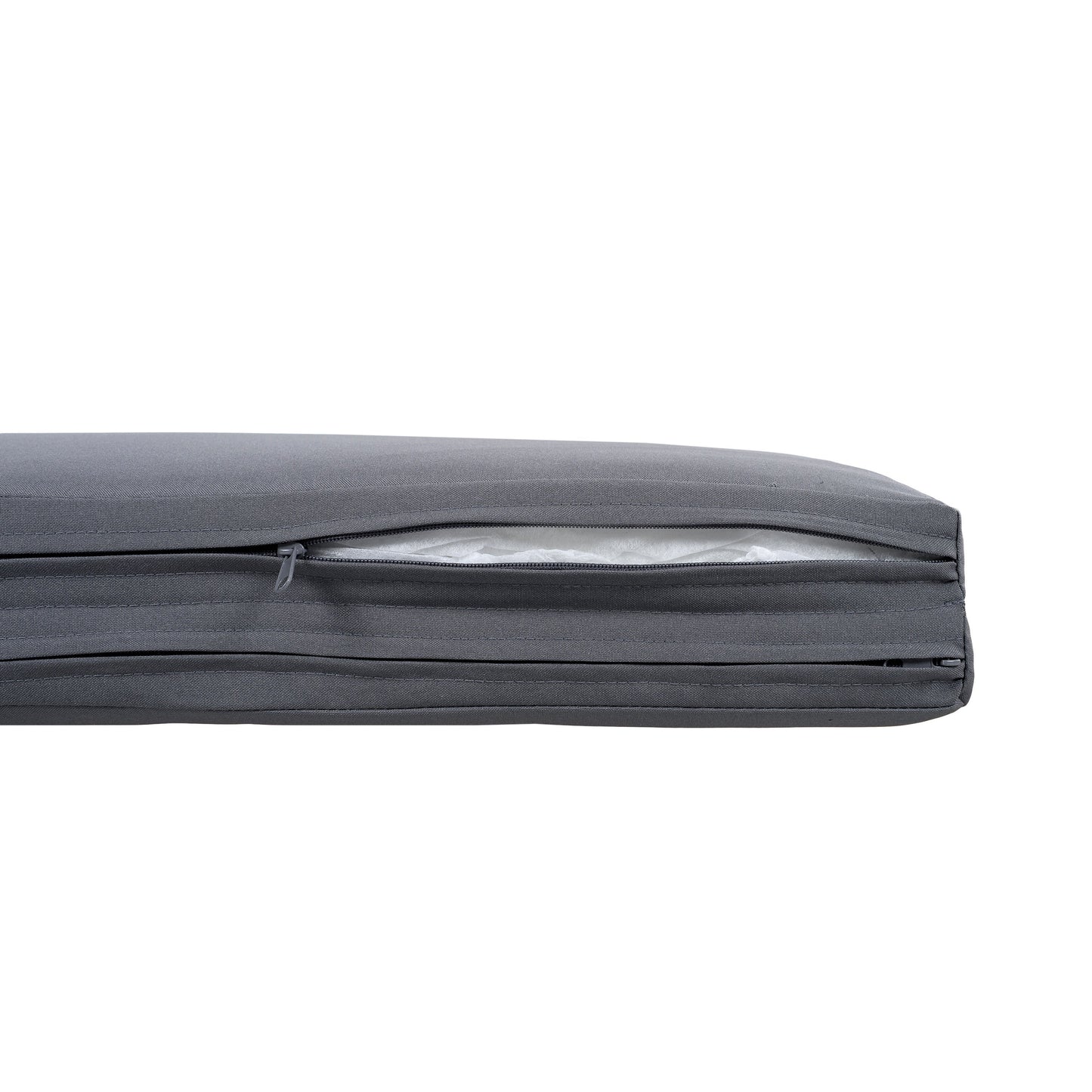 Acacia Wood Chaise Lounge Dark Gray Cushion 4-Position