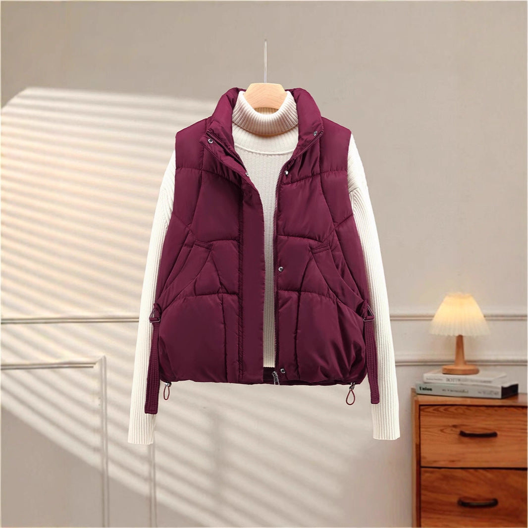 Women's Autumn Loose Outerwear Stand Collar Cotton Vest