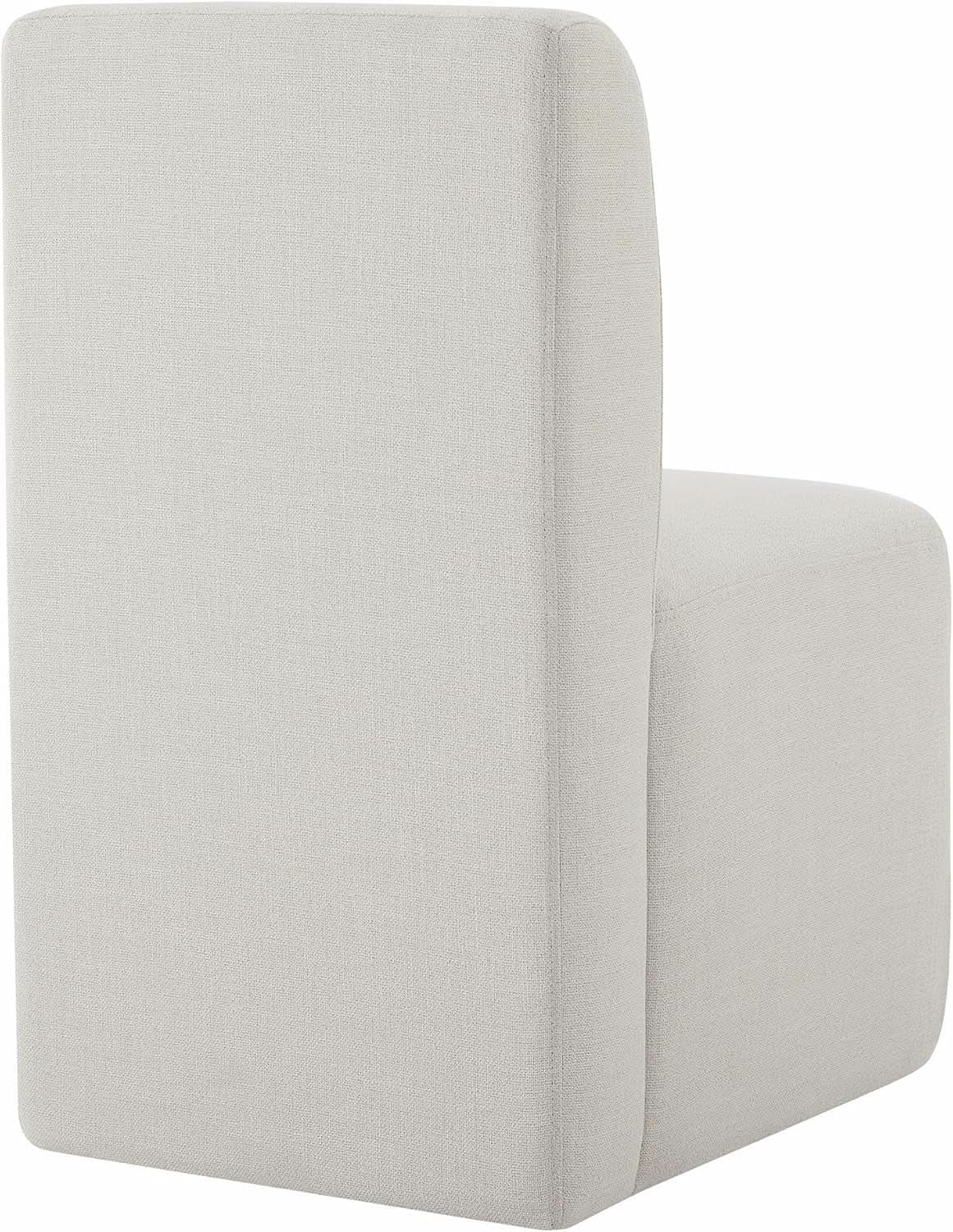 2 Linen Upholstered Armless Dining Chairs With Casters