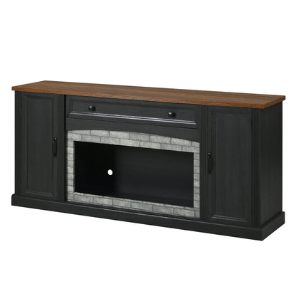 TV Stand 3-Piece Set MDF Walnut Gray Curved Cabinets Fits 70 In TV 109 In