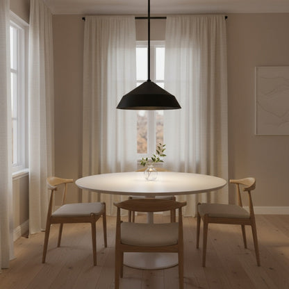 14" LED Black Pendant Light | 5CCT Selectable 2700K-5000K, Dimmable, Etched Glass Diffuser