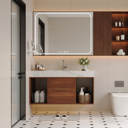 39.4 '' Floating Bathroom Vanity with Ceramic sink,Wall Mounted Vanity 2 Soft...