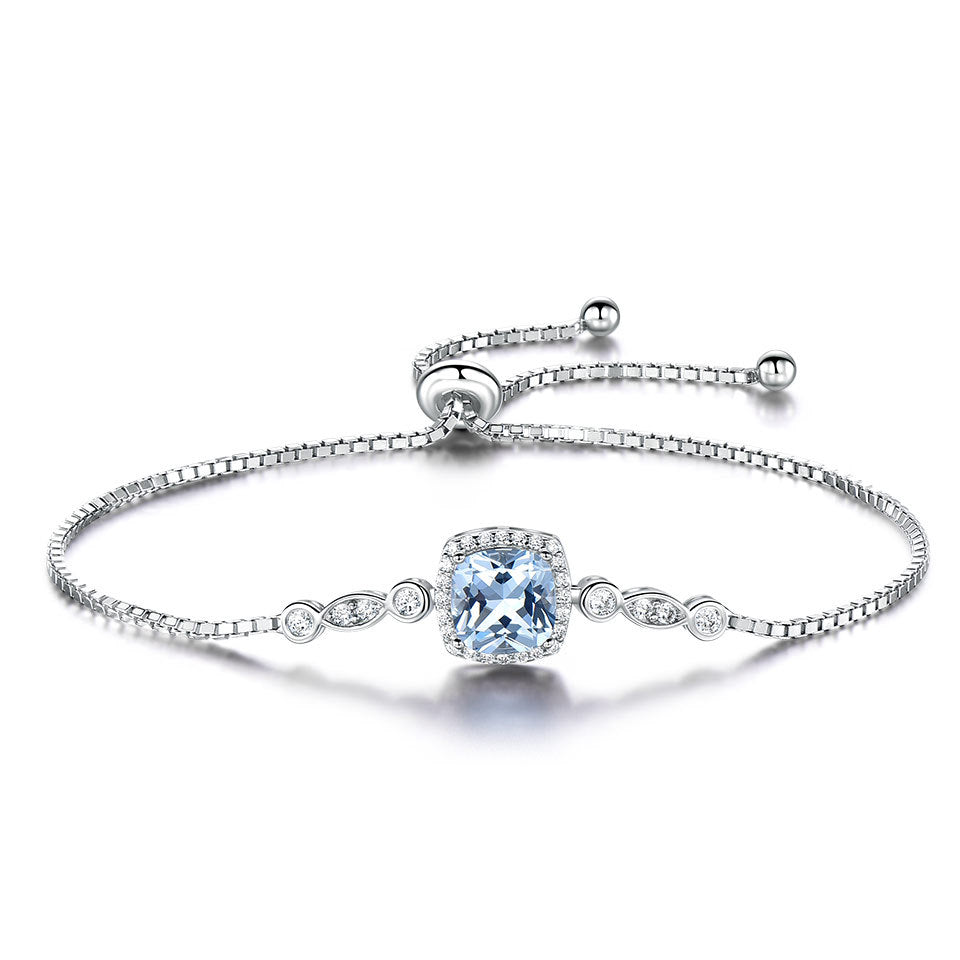 925 Sterling Silver Necklace Sky Blue Topaz Four-Piece Set