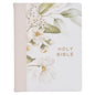 KJV Note-Taking Bible Faux Leather Hc Gray Floral Printed - Leather