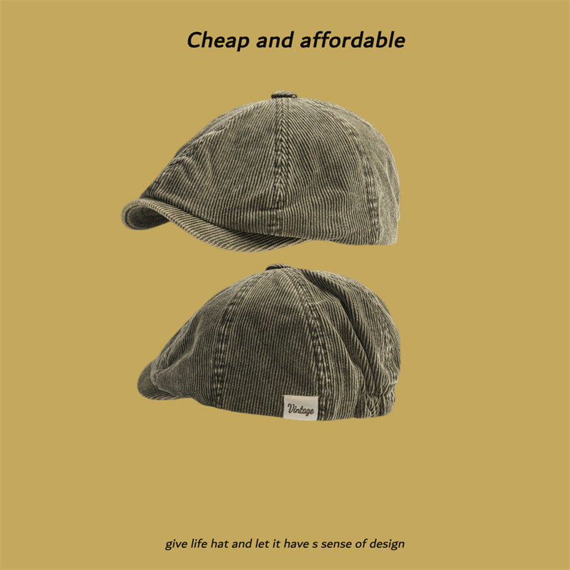 Corduroy Eight-panel Cap Men's Japanese Retro Literary