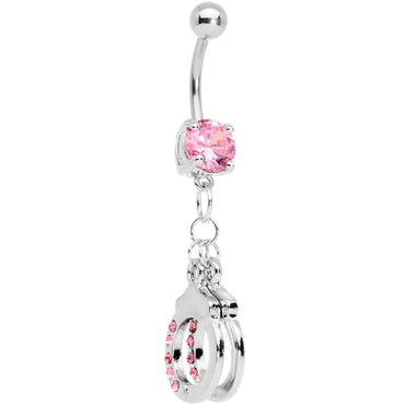 Pink Gem Kinky Cuffs Dangle Belly Ring