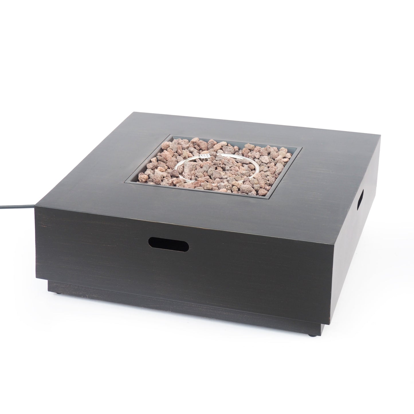 Stylish 40' Square Fire Pit in Brown and Gold Iron for Outdoor Warmth