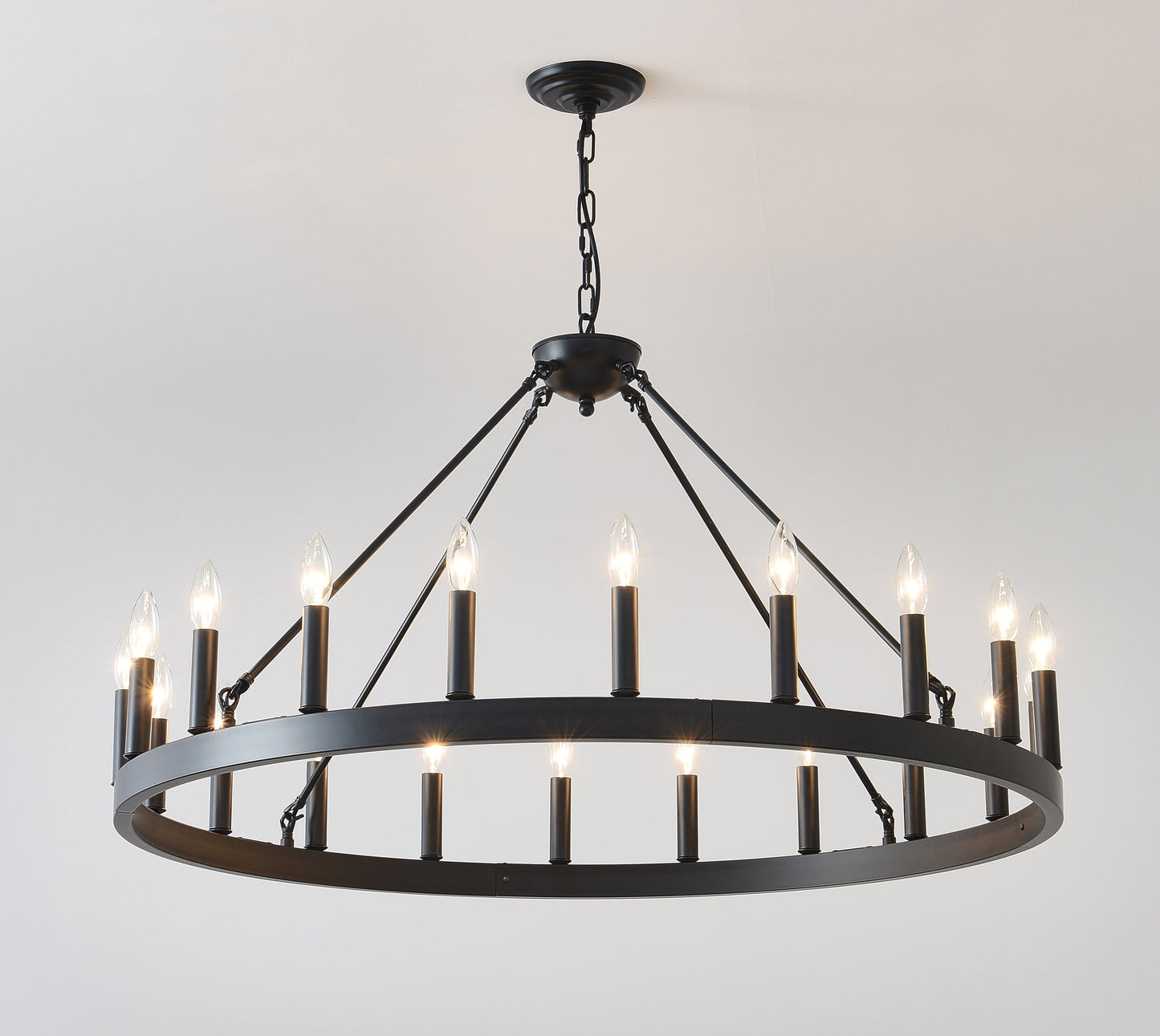 Chandelier Wagon Wheel Matte Black 18-Light 53.15 In E12