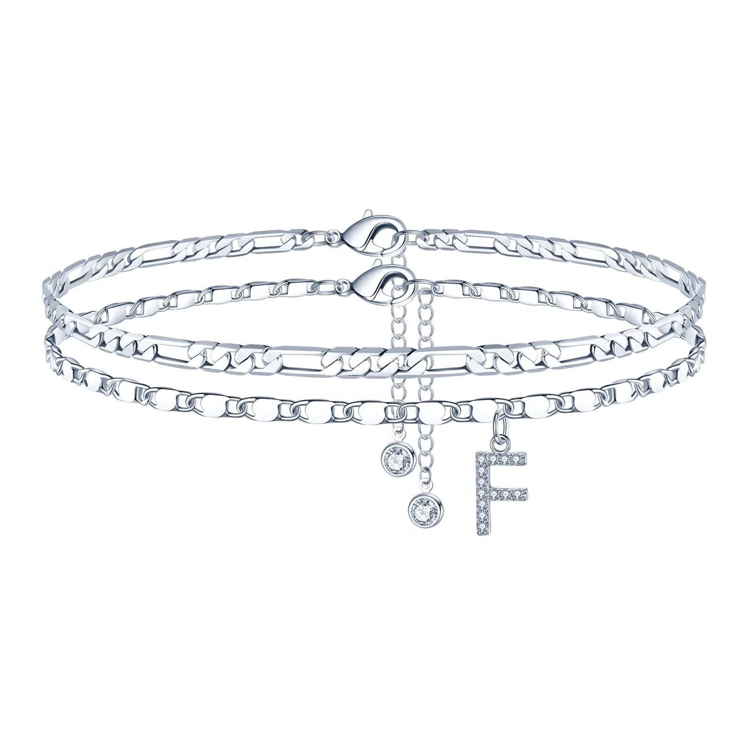 26-letter English Zircon-inlaid Pendant With An NK Chain, Double-layered