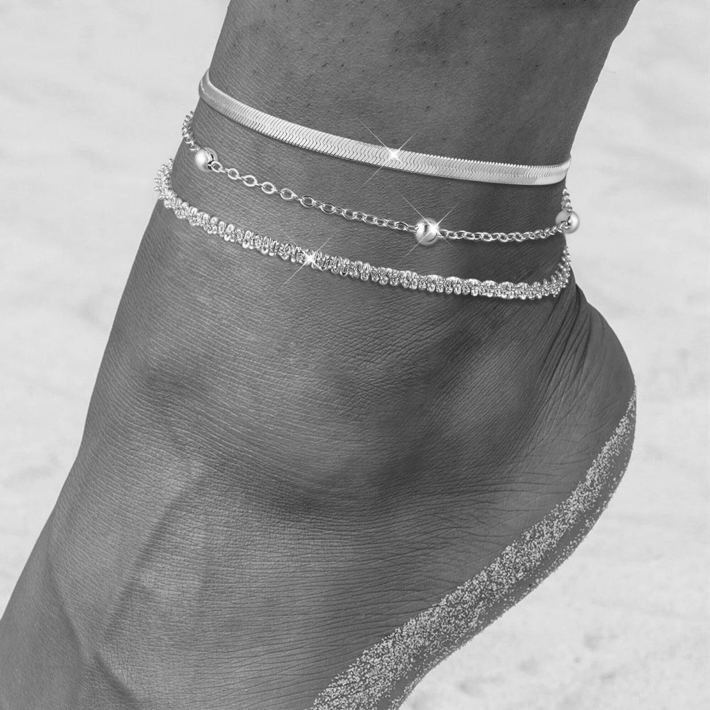 Retro Metal Versatile 3-piece Ankle Chain Set
