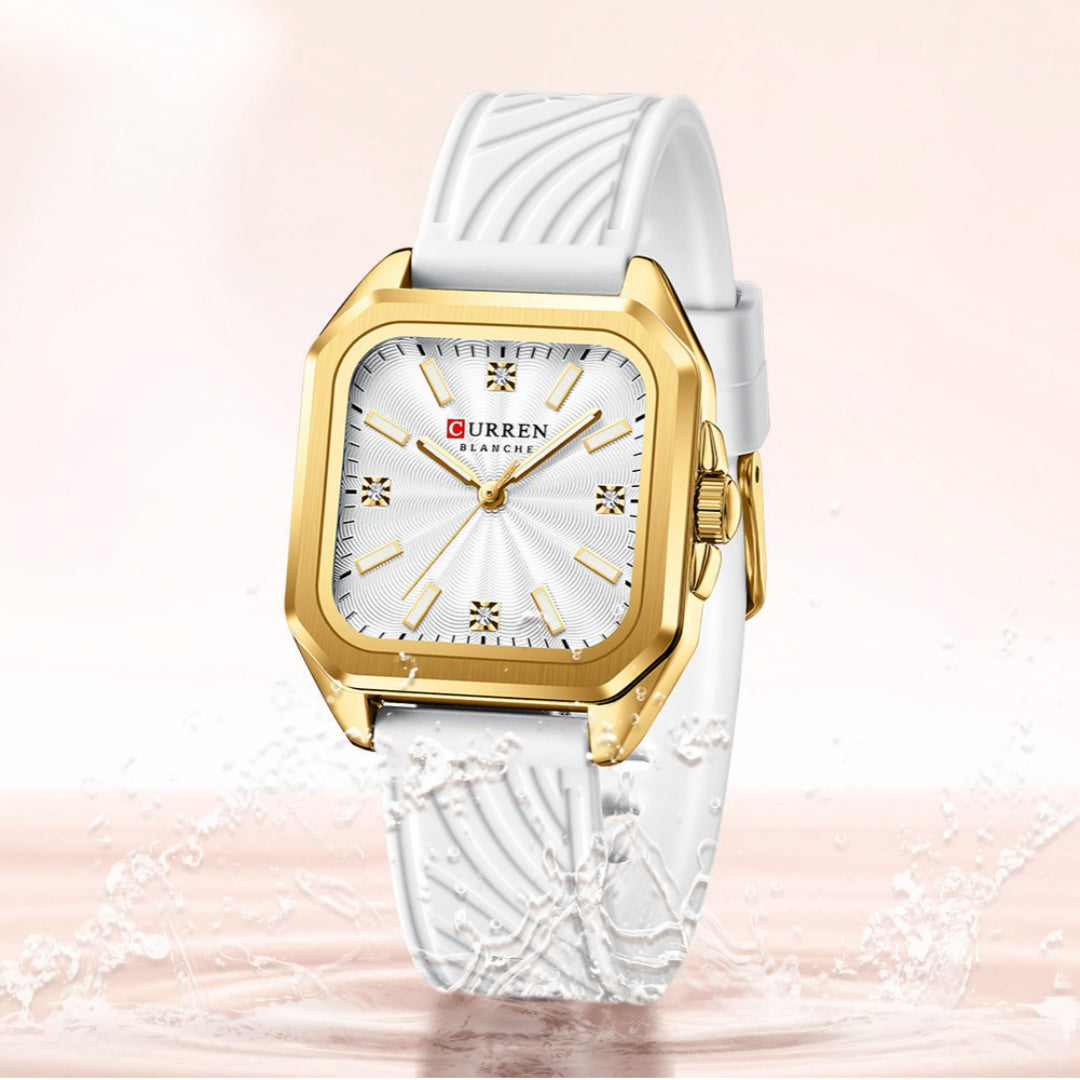 Womens Square Small Dial Waterproof Quartz Silicone Watch