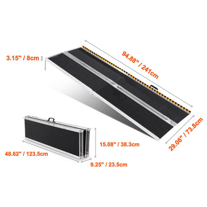 8 Ft Aluminum Folding Wheelchair Ramp Non-Slip 800 Lb