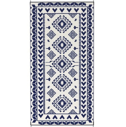 Outdoor Rug Reversible Polypropylene Blue White 9x18ft Portable