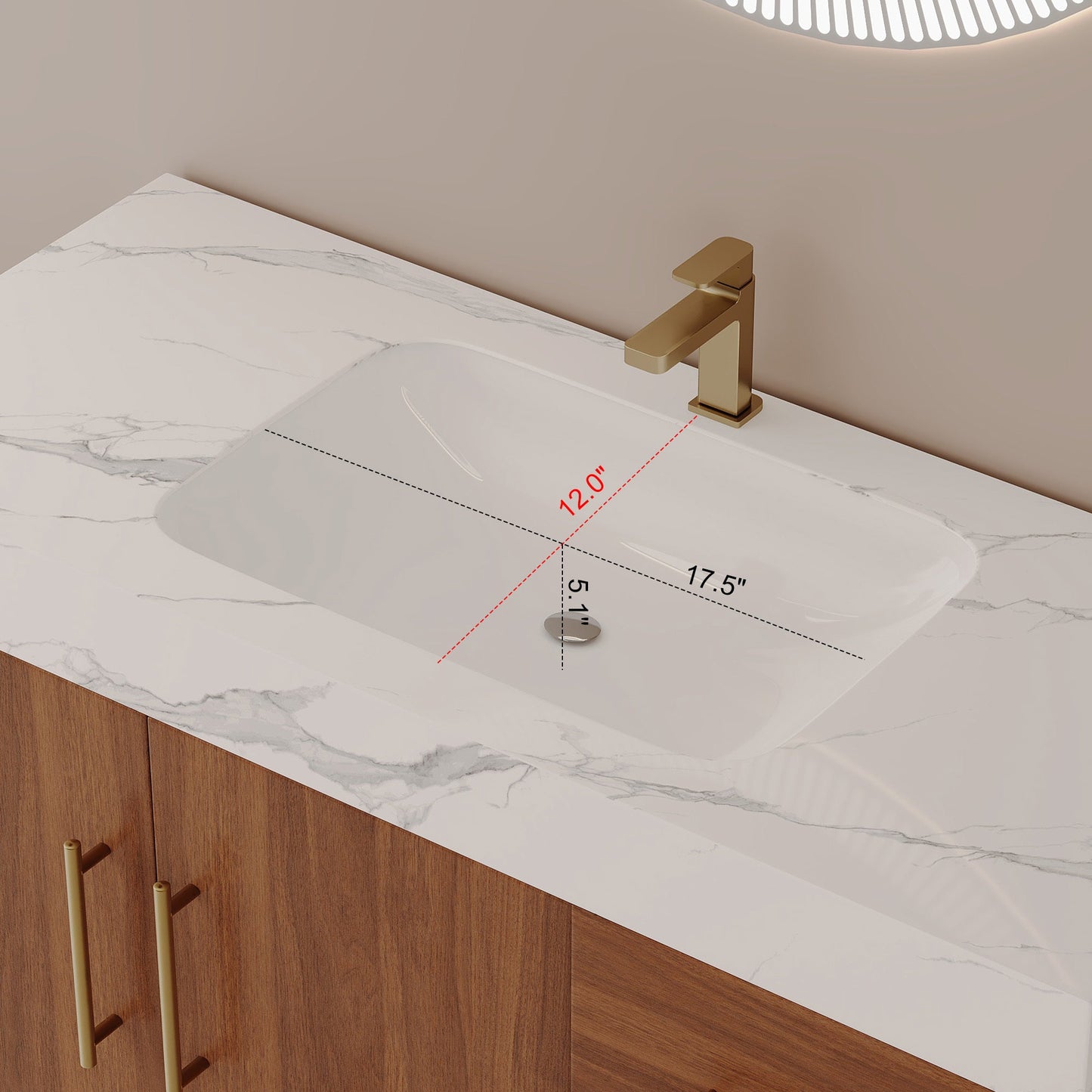 36' Modern Free-Standing Bathroom Vanity with Seamless Ceramic Sink & Sintere...