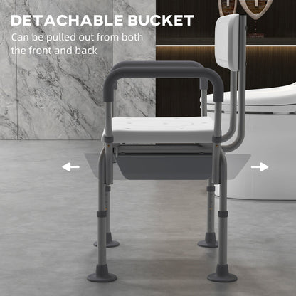 Shower Chair 3-in-1 Aluminum Commode Raised Toilet Seat Adjustable 299 LB