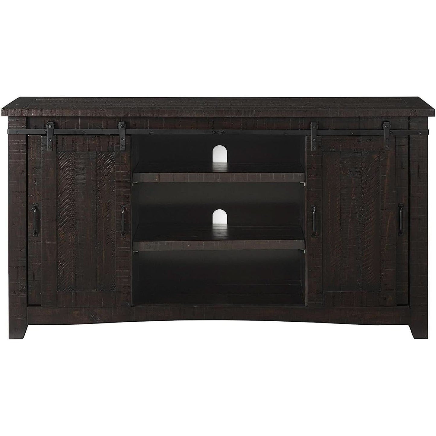 Espresso TV Stand With Sliding Barn Doors Solid Pine