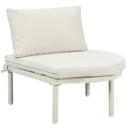 Outdoor Sectional Set PE Wicker Aluminum Beige Half Moon 8 Piece
