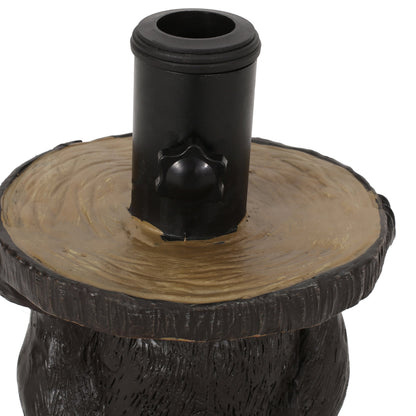Patio Umbrella Base Bear Shape Concrete Dark Brown 13.5x18 In 56 LB