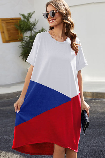Boho Patriotic Color Block Dress