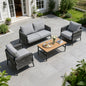 Outdoor Conversation Set Woven Rope Black Gray 4 Piece Olefin Cushions
