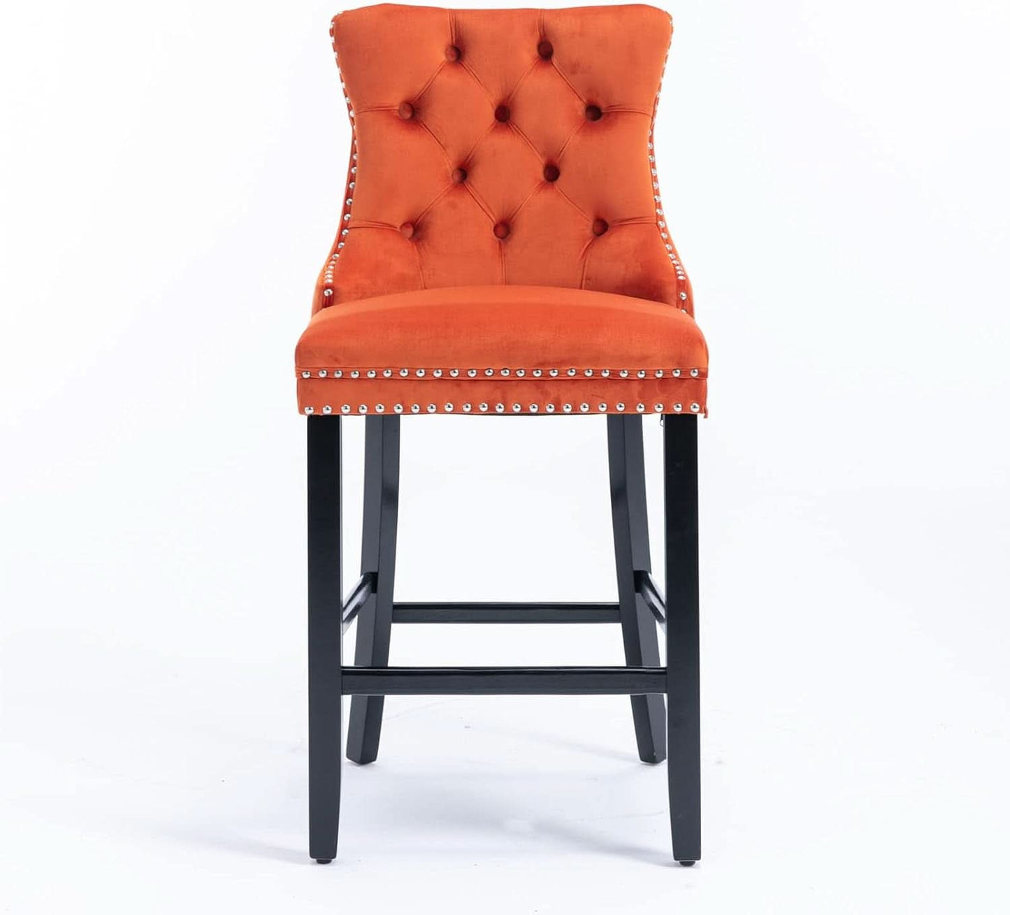 Wingback Velvet Bar Stools Set Of Two Orange Counter Height