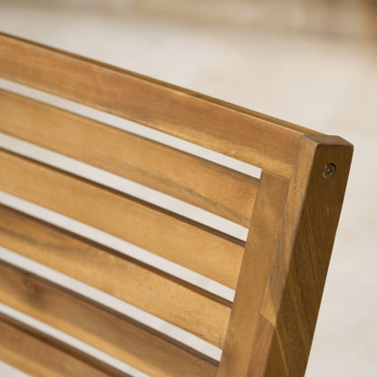 Outdoor Dining Chair Acacia Wood Teak Cream Cushion Set 2 27.5