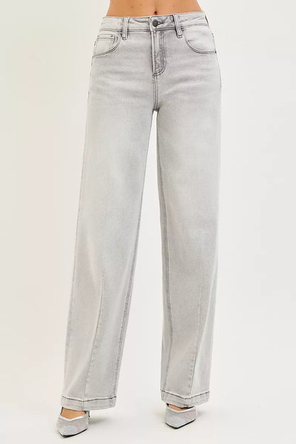 RISEN Slouchy Baggy Jeans with Contrast Stitching
