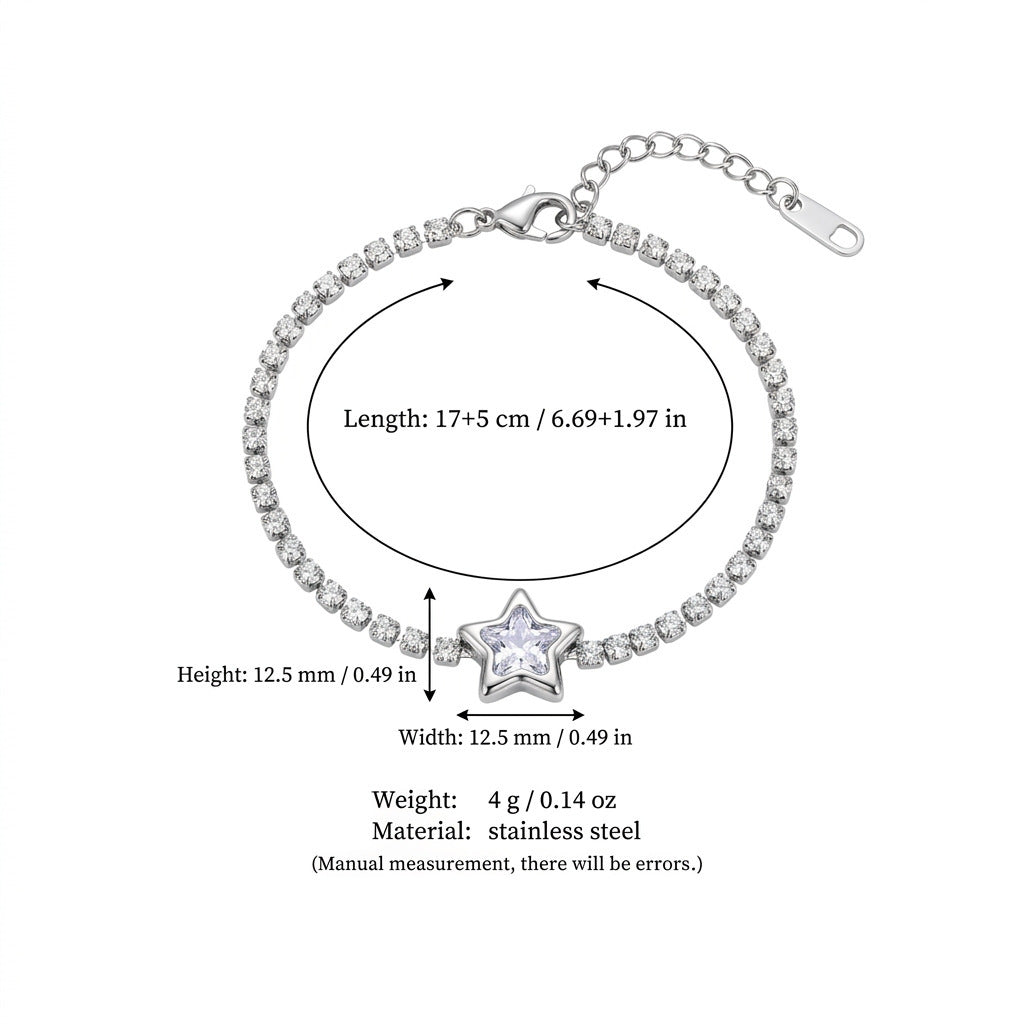 Starry Diamond-encrusted Full-diamond Bracelet For Women