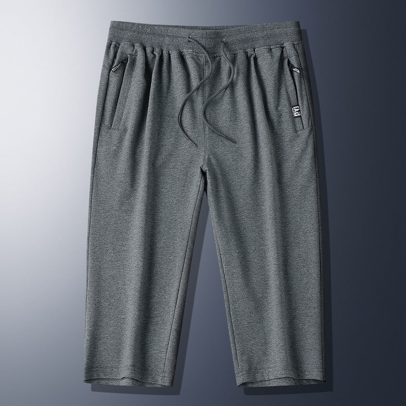 Summer New Mens Casual Ice-Silk Cropped Pants