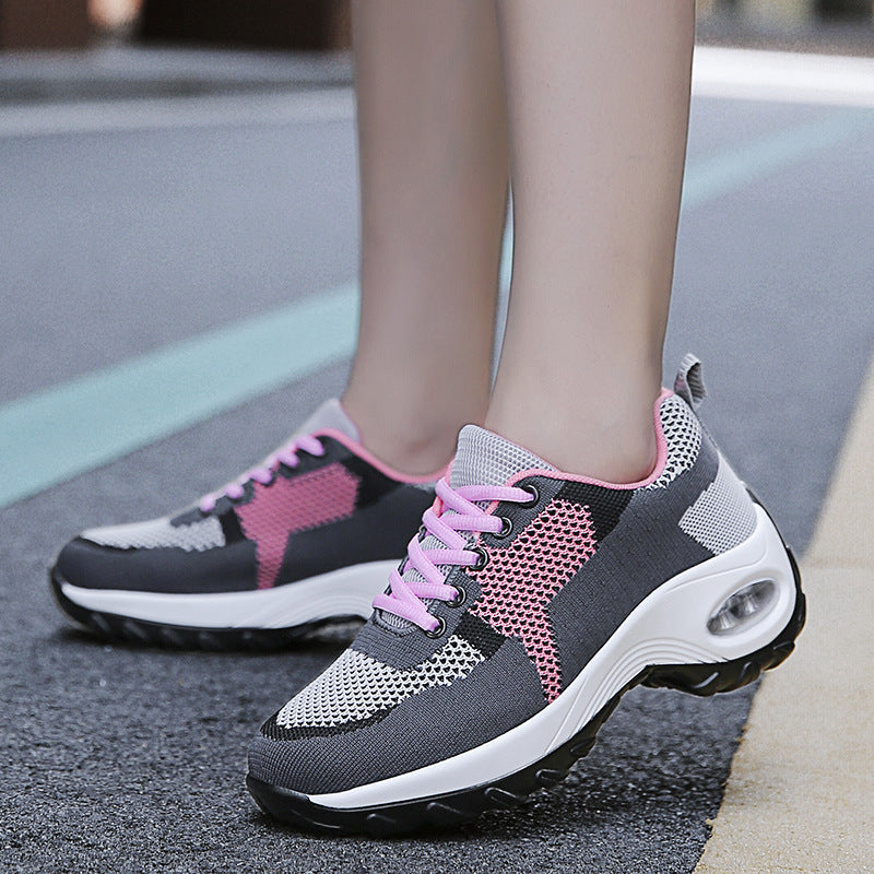 Lightweight Soft-soled Rocking Shoes With A Flyknit Mesh Upper And Air Cushion