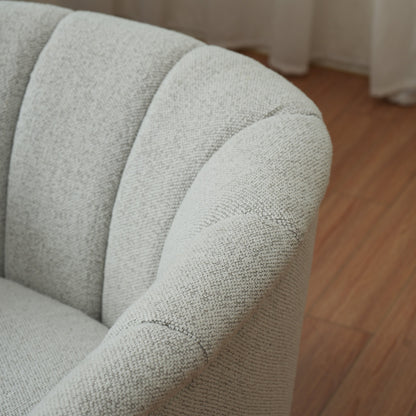 Accent Chair Swivel 360 Degree Ivory Curved Shelter Back 33x33x28 In 350 LB