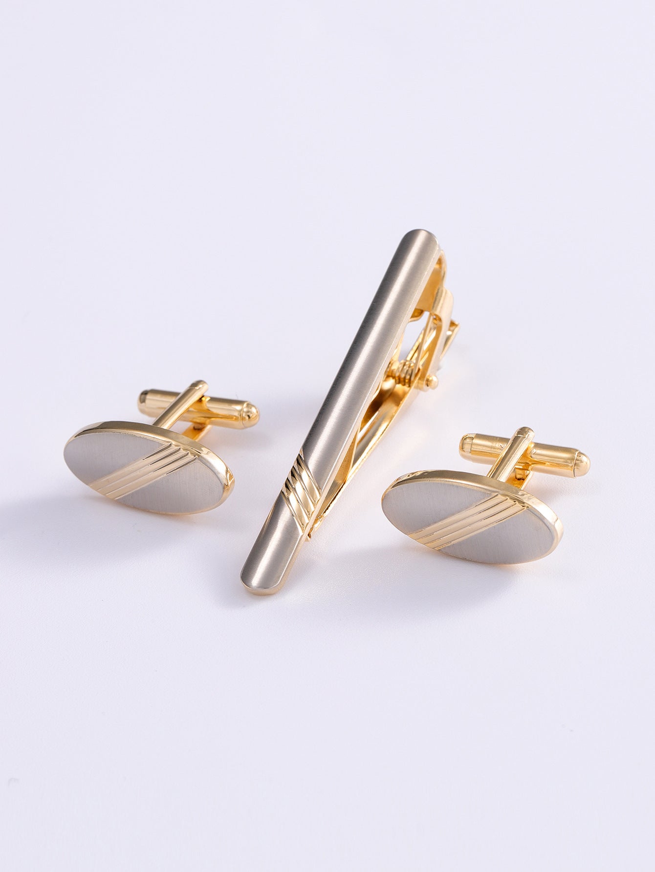 Mens Formal Business Cufflinks And Tie Clip Set