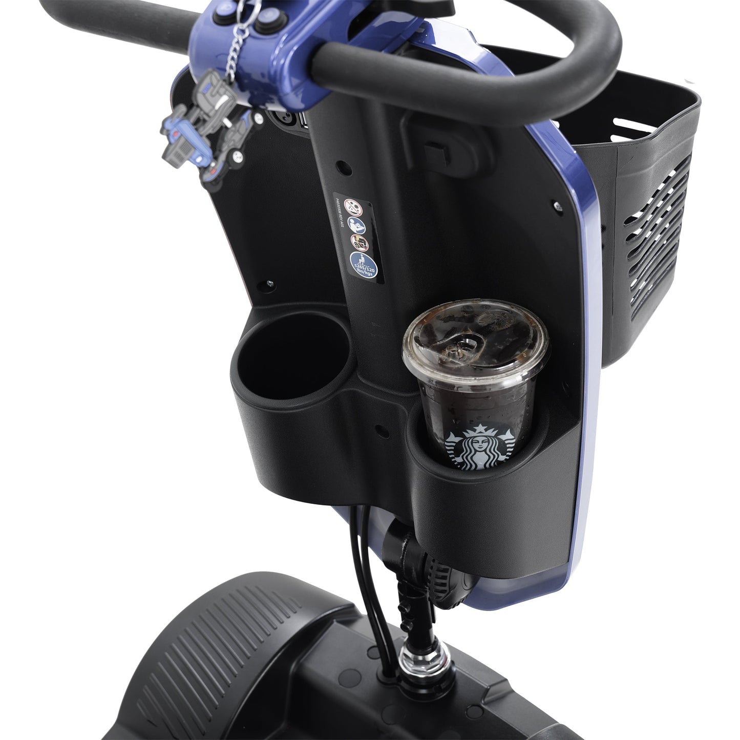 Mobility Scooter 4-Wheel Metal Blue 16 Mile USB 360 Swivel Seat Anti-Tip