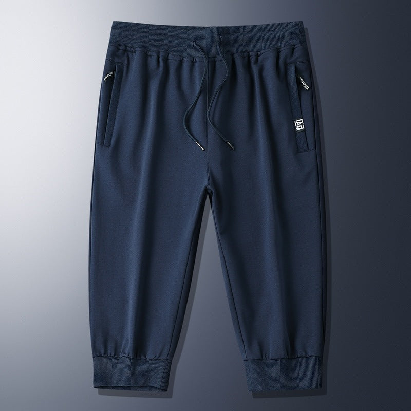 Summer New Mens Casual Ice-Silk Cropped Pants