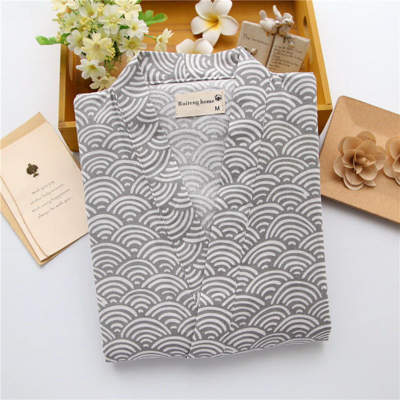 Mens Short-sleeve And Shorts Pajama Set Made Of Pure Cotton Gauze