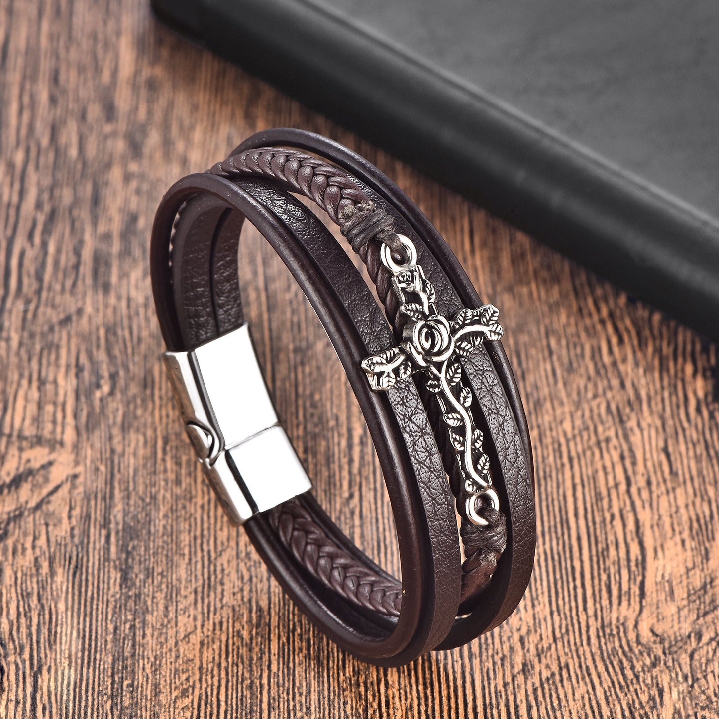 Retro Multi-layer Stainless Steel Creative Cross Bracelet