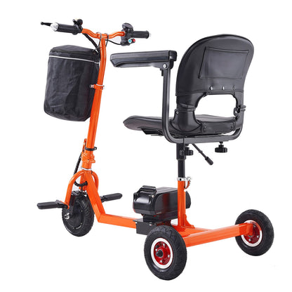 Mobility Scooter 3-Wheel Foldable Iron Orange 300 LB 12 Mile Range