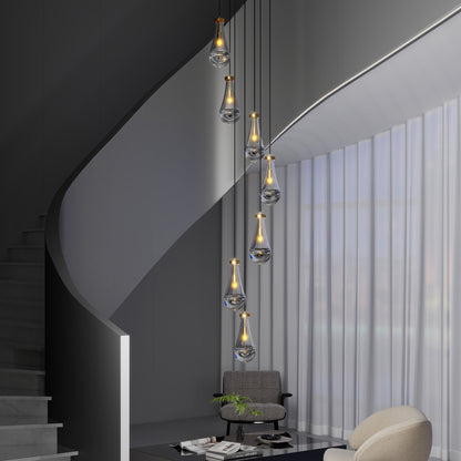 Chandelier 7-Light Pendant Adjustable Black Living Room Foyer Stairwell