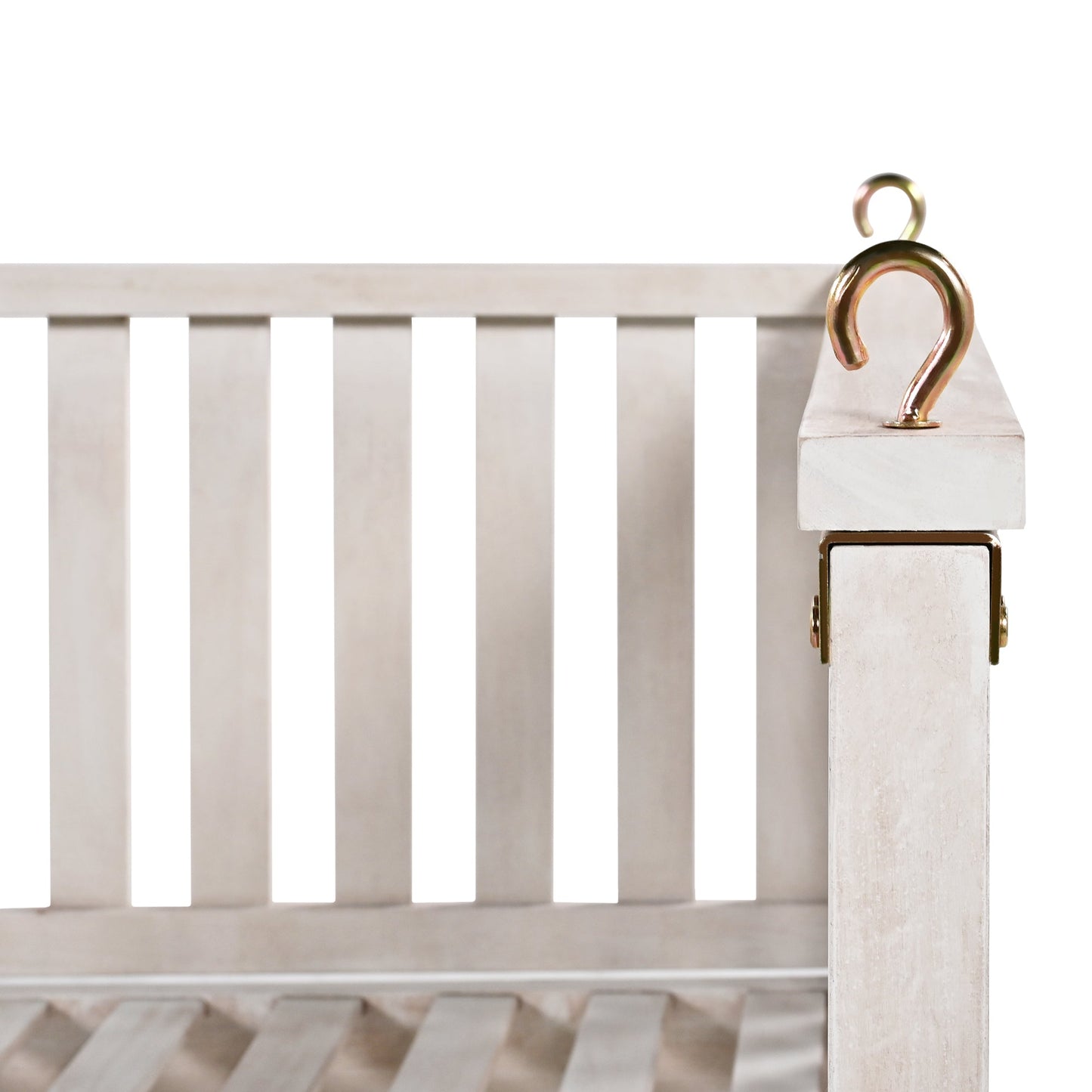 Outdoor Swing Bed Acacia Wood White Twin Size Minimalist 79.1x41.3 In 350 LB