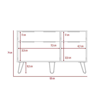 Dresser Modern Set of 2 4-Drawer Light Ash Particle Board Metal Legs 47.2 In