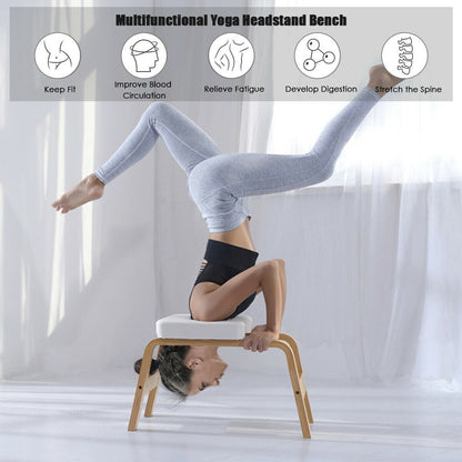Yoga Headstand Wood Stool with PVC Pads