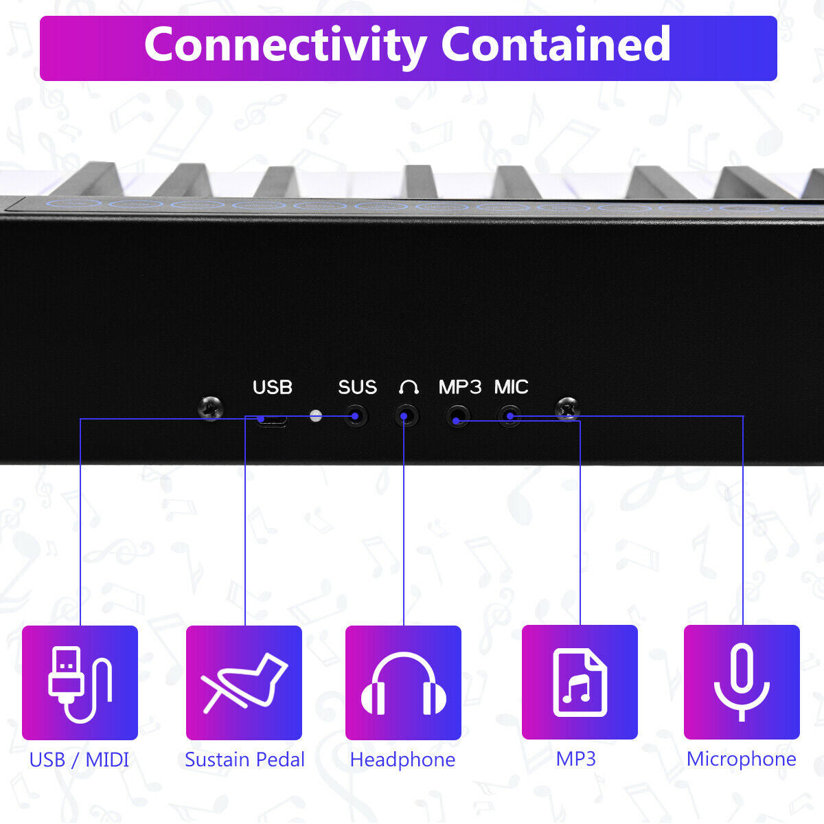 88-Key Portable Electronic Piano with Voice Function