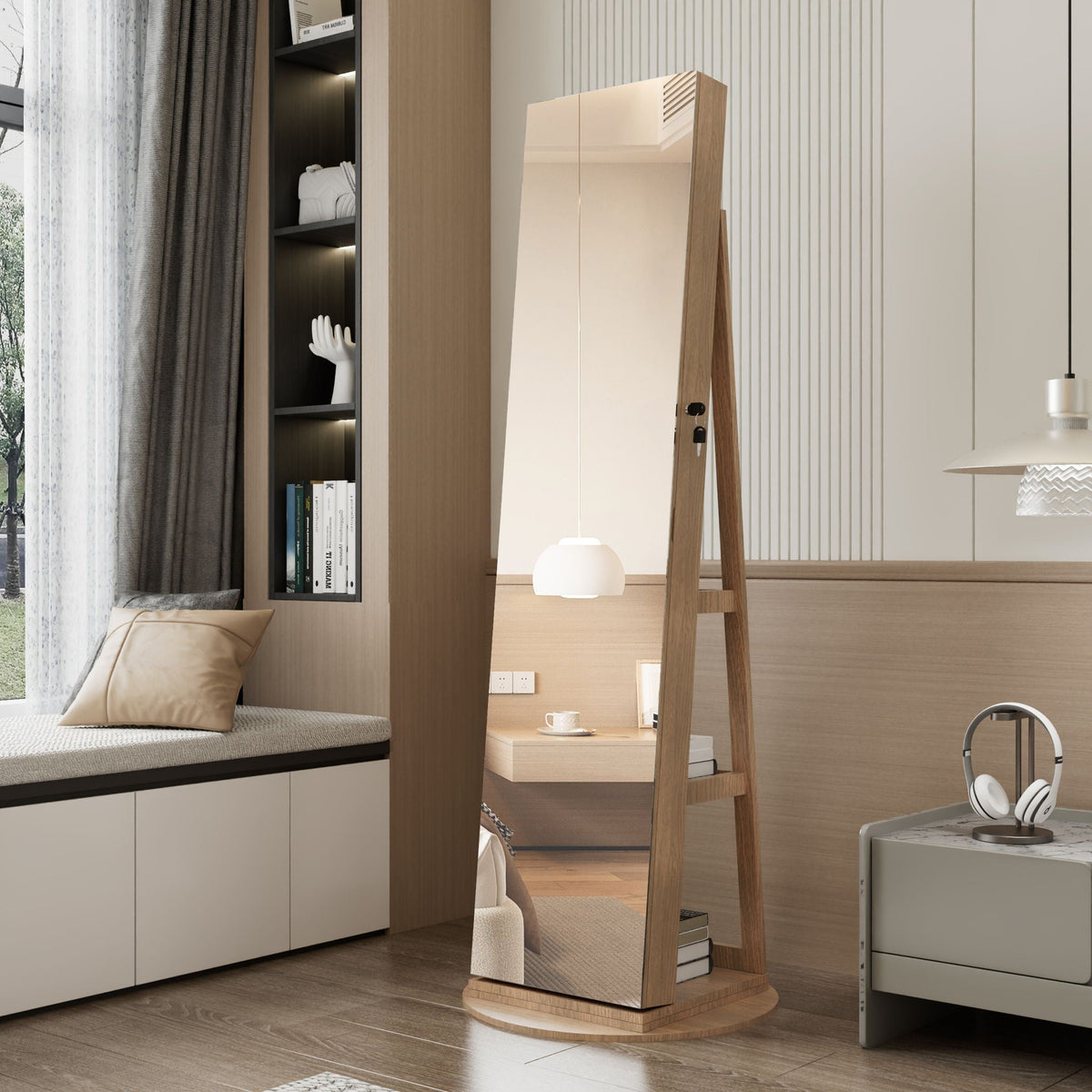 Swivel Jewelry Cabinet With Full Length Mirror