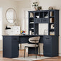 L-Shaped Computer Desk with 2 Cabinets and 2 Drawers, 11 Open Shelves and 1 R...