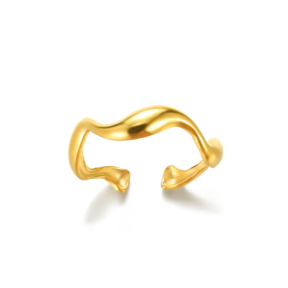 Geometric Line-cut Hollow Mens And Womens Ring