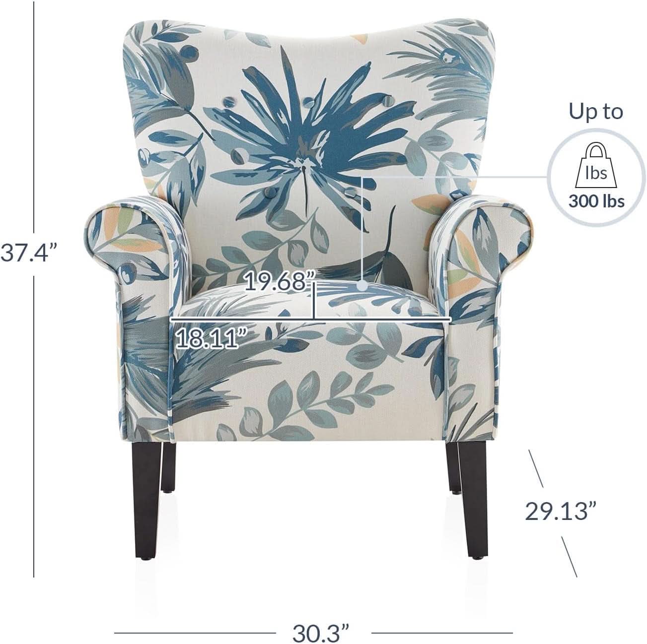 Wingback Upholstered Accent Chair Green Floral
