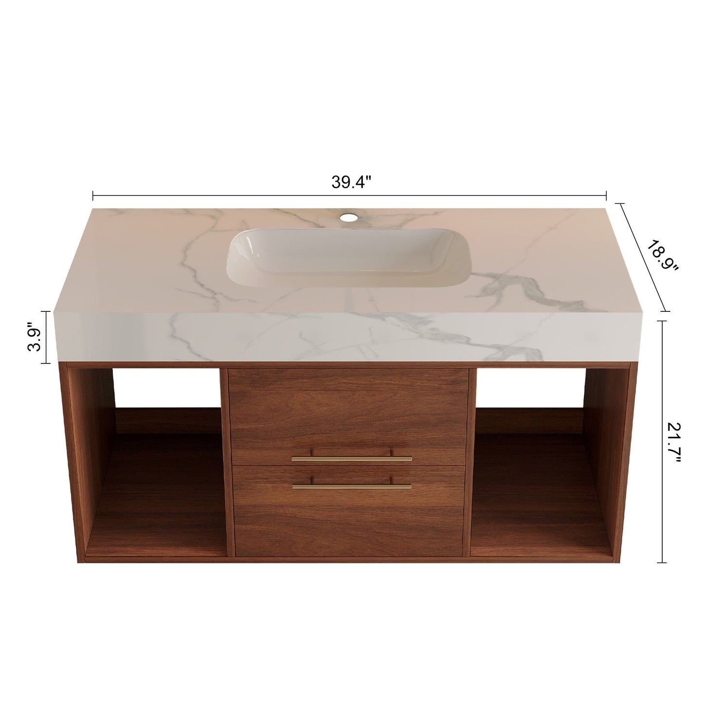 39.4 '' Floating Bathroom Vanity with Ceramic sink,Wall Mounted Vanity 2 Soft...