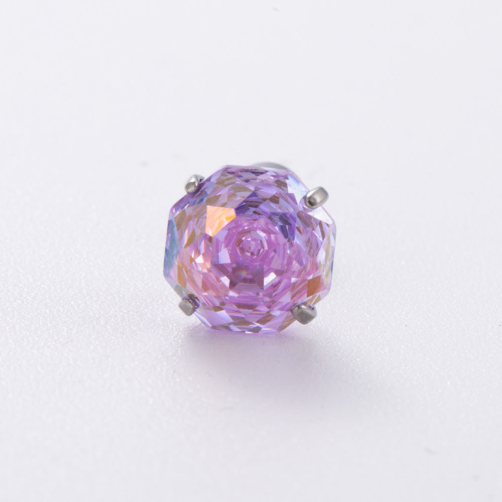 High-end, Brilliantly Reflective Octagonal Millennium Rose-cut Cubic Zirconia Stud Earrings