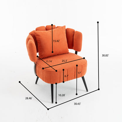 Accent Chair Barrel Armless Chenille Orange Pocket Coil Curved Arms 300 LB